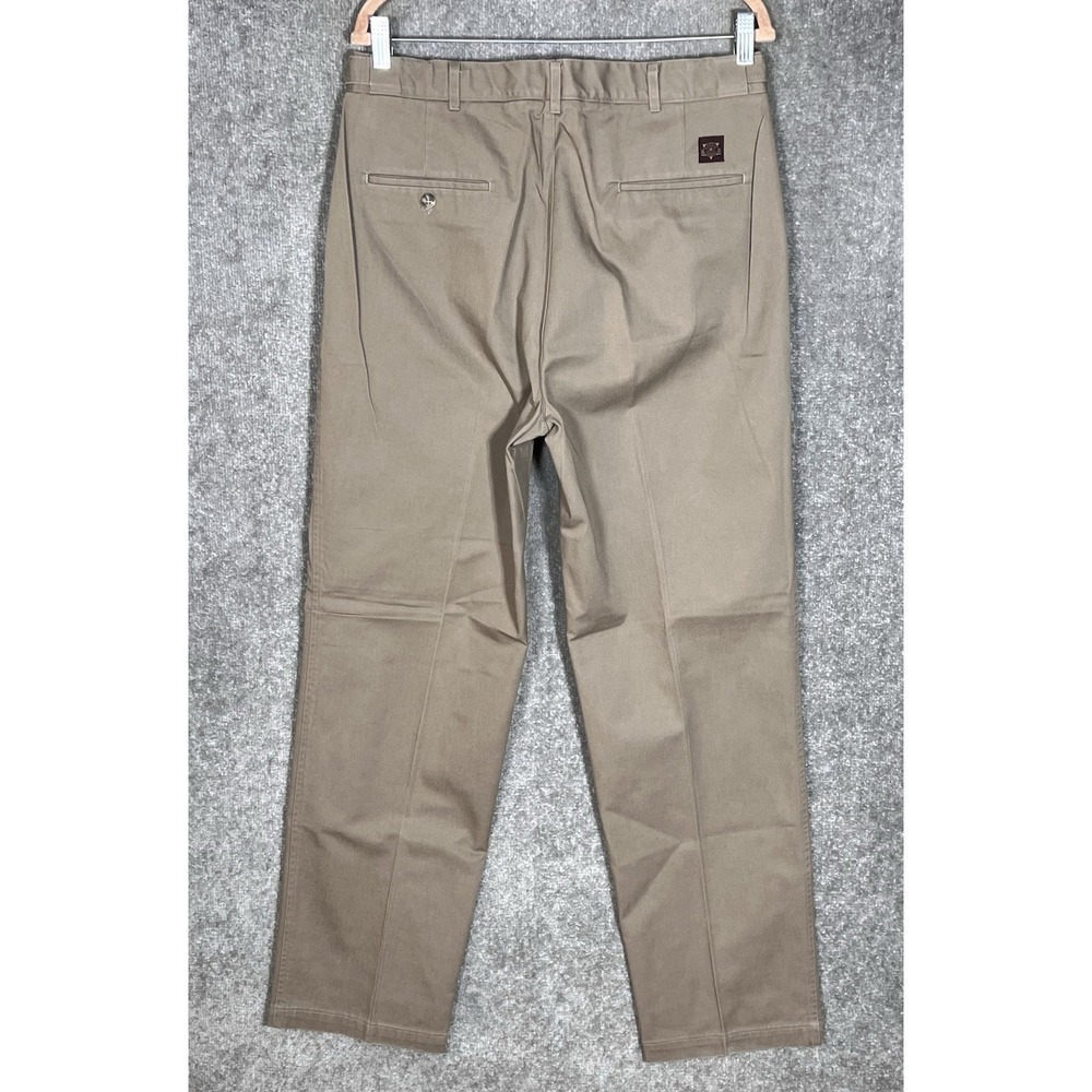 Vintage Haggar Casuals Pleated Chino Pants Men Sz 34x32 Brown Cotton Pockets USA - Picture 2 of 10